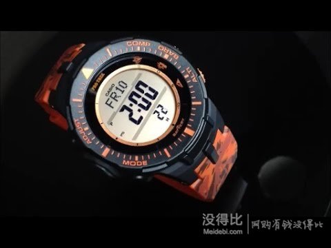 降12刀，CASIO 卡西欧 PRG-300CM-4CR 三重感应器 太阳能多功能手表 