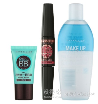 移动端：MAYBELLINE美宝莲  初学者套装（大开电眼+眼唇卸150ml+BB 18ml）78元（129，199-80）