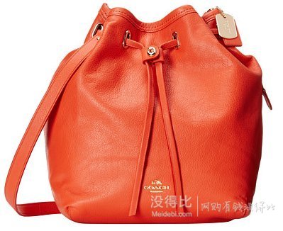 COACH Matte Soft Grain Turnlock Tie 女士真皮水桶包