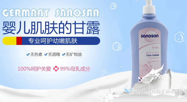 Sanosan 哈罗闪 婴儿柔润护肤乳500ml 折49.5元（99199-100）