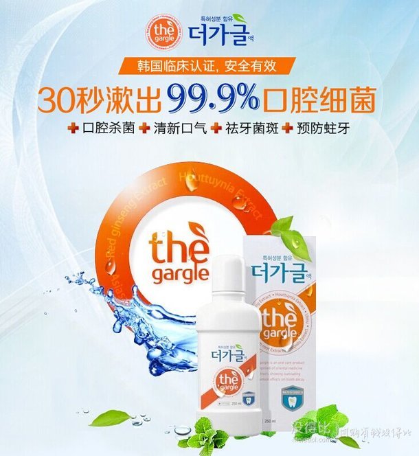 20元/瓶！the gargle 除口臭漱口水 250ml*2瓶   40元（79元， 满199-100）