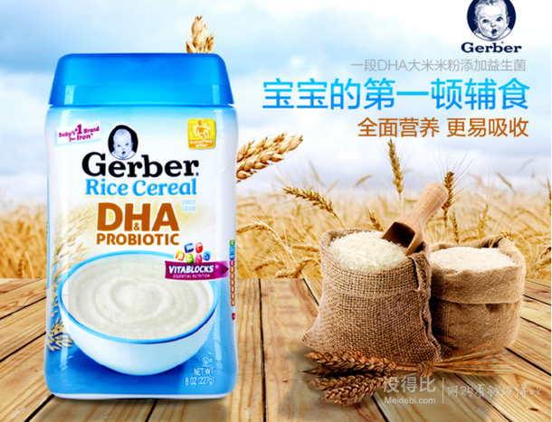 手机端：嘉宝 GERBER 米粉辅食 一段227g 折10元(19.9，199-100)