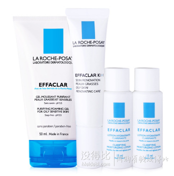 LA ROCHE-POSAY 理肤泉 清痘控油 随行套装*2套（K+乳15ml+洁面50ml+爽肤水15ml*2瓶） 138元（218-80）