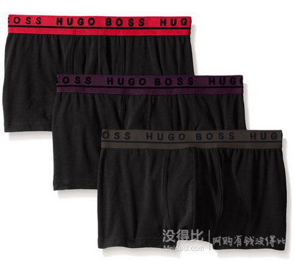 BOSS HUGO BOSS 男式棉制弹力四角内裤 3件装