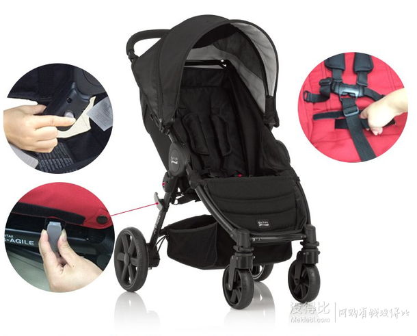 三重优惠！英国Britax 宝得适 百代适婴儿手推车 B-Agile悦途4轮   1385元（1460-75）