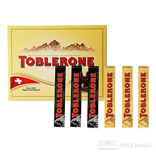 Toblerone瑞士三角 巧克力精装礼盒600g (牛奶巧+黑巧)  69.9元包邮