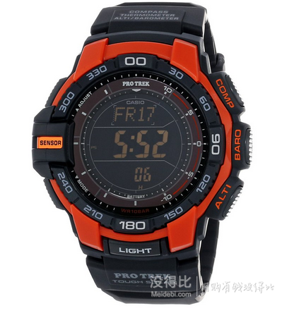 CASIO 卡西欧 PRG-270-4CR 反显 三重感应器 男士太阳能登山表