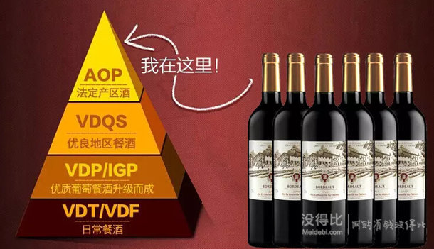 赠2个酒杯醒酒器法国原装进口弗拉明戈波尔多金葡藤aoc干红葡萄酒750