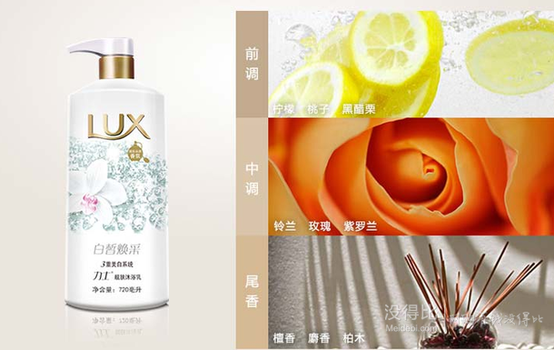 单品5折！LUX力士靓肤沐浴乳白皙焕采720ml  20.47元包邮（订购省）