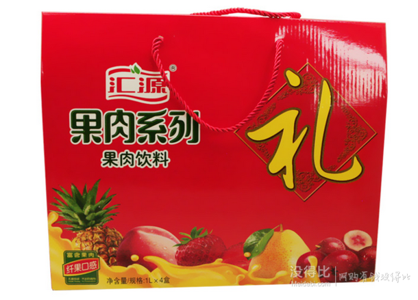 手机端:汇源 桃果肉果汁1l*4盒 礼盒装 19.9元