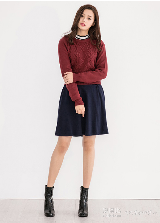 日本森系品牌：Ehyphen  时尚甜美毛衣打底衫半身裙三件套 20144H42050  （59-10）