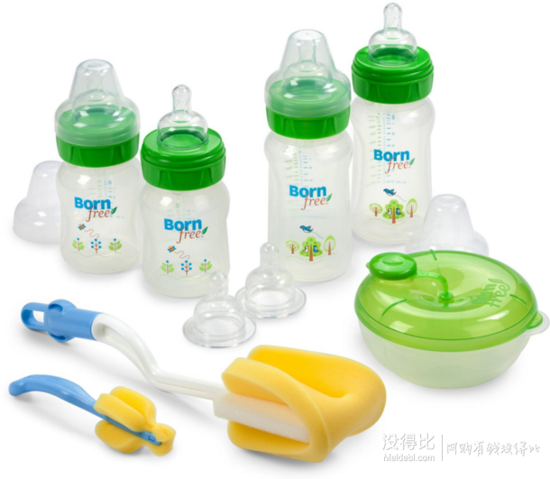 直邮到手196元！Born Free BPA-Free Decorated Bottle 新生儿奶瓶套装  ￥132.31 + ￥63.87 