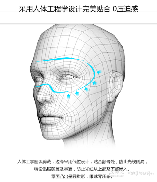 白领午睡神器:德贝诺3D立体睡眠眼罩  9.9元包邮 送隔音耳塞