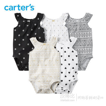 Carter's5件装混色小飞袖连体衣爬服126G184