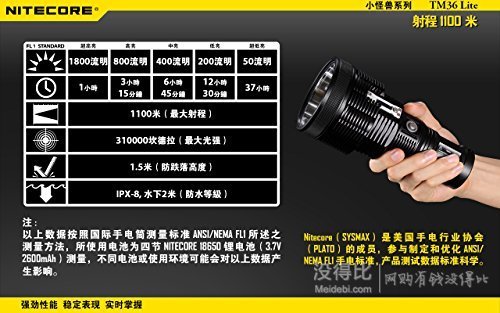 NITECORE 奈特科尔 LED强光远射1000米小怪兽手电筒