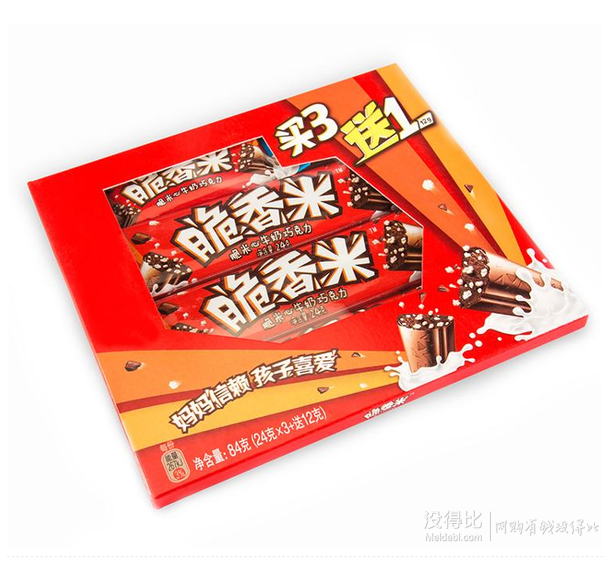 Dove德芙 脆香米牛奶巧克力 24g*3条送12g*1条 折4.8元（7.9，满99-40）