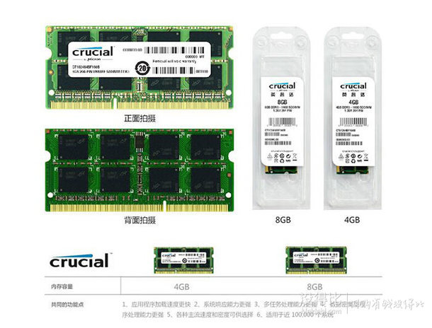 Crucial 英睿达 DDR3 1600 4GB 笔记本内存  108元包邮（118-10）