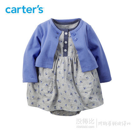 Carter's  婴儿全棉开衫+连衣裙套装 90元