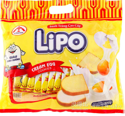 lipo利葡 面包干奶香味300g 折5.9元（10.999-50）