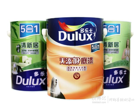 Dulux 多乐士 竹炭清新居五合一哑光墙面漆A895+无添加五合一底漆A931   794元包邮