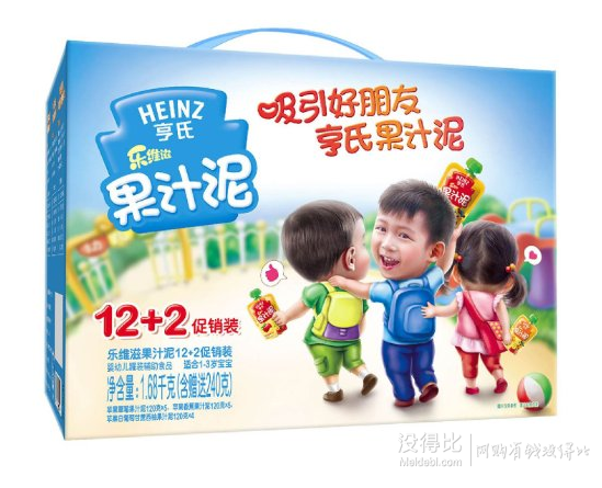 Heinz 亨氏 乐维滋 果汁泥 12+2 120g*14盒 28.8元（57.63件5折）