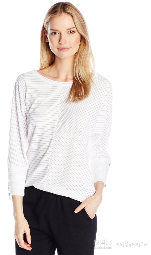 Calvin Klein Shadow Stripe 女士7分袖T恤 
