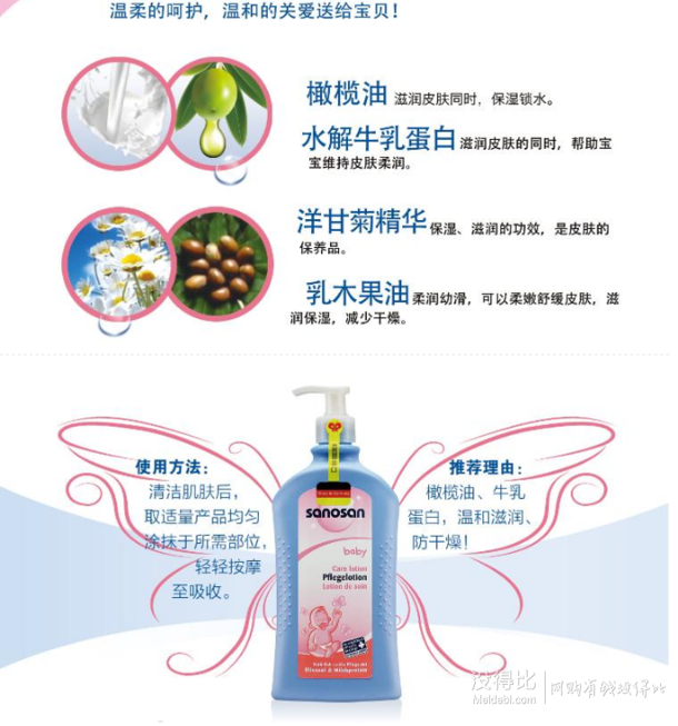 微信端！Sanosan哈罗闪婴儿柔润护肤乳500ml