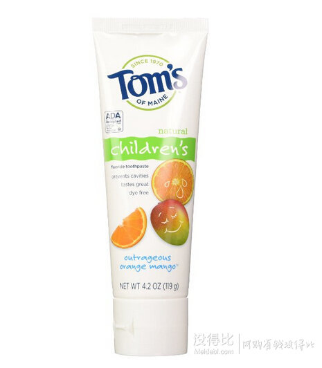 Tom's of Maine 含氟甜橙芒果味儿童防蛀牙膏 4.2oz/支 共3支 