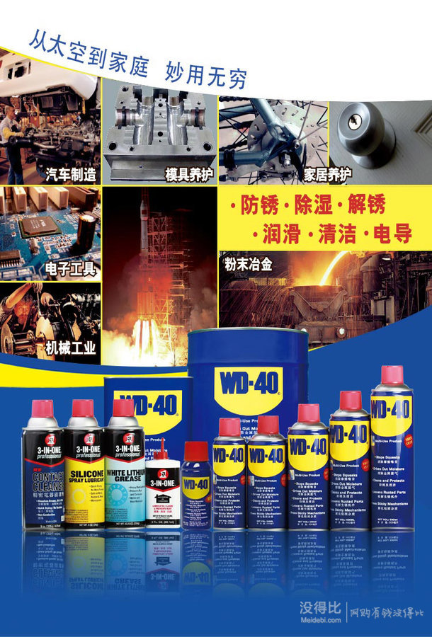 WD-40 万能除湿防锈润滑剂 500ml*4件+凑单品 101.6元包邮（49.5，200-100）