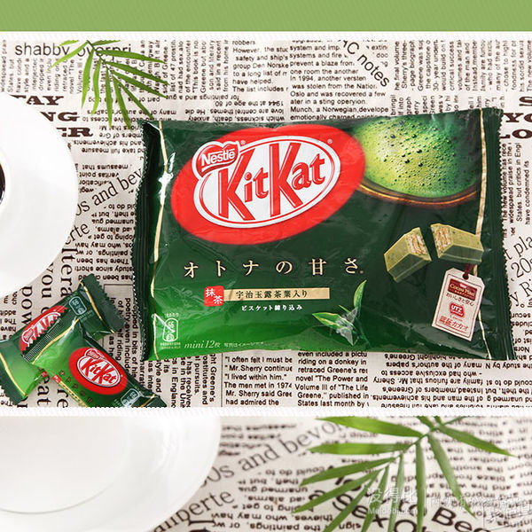 kitkat 雀巢 抹茶味巧克力涂层威化饼干 12枚 135.6g/袋 