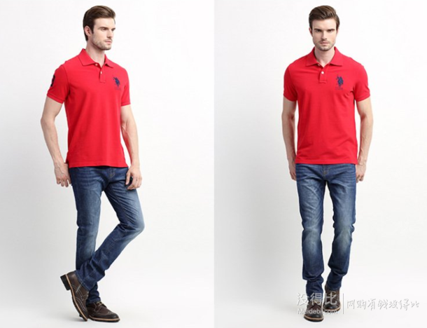 U.S. POLO ASSN. 美国马球协会 男式T恤 ATXMC-24805 红色款 129元