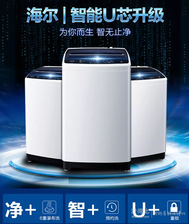 Haier 海尔  EB75M2WH 7.5公斤波轮全自动洗衣机 899元包邮（999，用券）