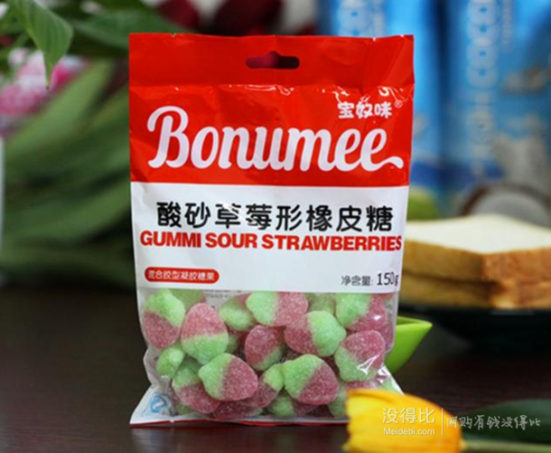 Bonumee 宝奴咪 酸砂草莓形橡皮糖 150g 折5元（30元6件）