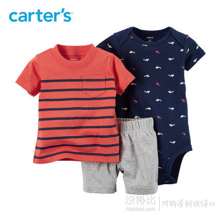 Carter＇s/凯得史  婴儿短袖T恤连体衣短裤三件套   66元包邮