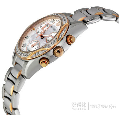 Bulova 宝路华 98R149 女士珍珠母贝+镶钻+玫瑰金三眼石英表