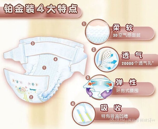 HUGGIES 好奇 婴儿纸尿裤 铂金装 加大号 XL44片 94元包税（112元，下单7.5折）