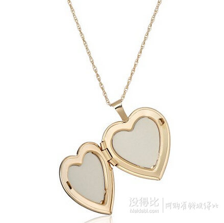 14k 锻压金Heart-Shape &quot;I Love You To The Moon and Back&quot; 心形吊坠项链  18寸