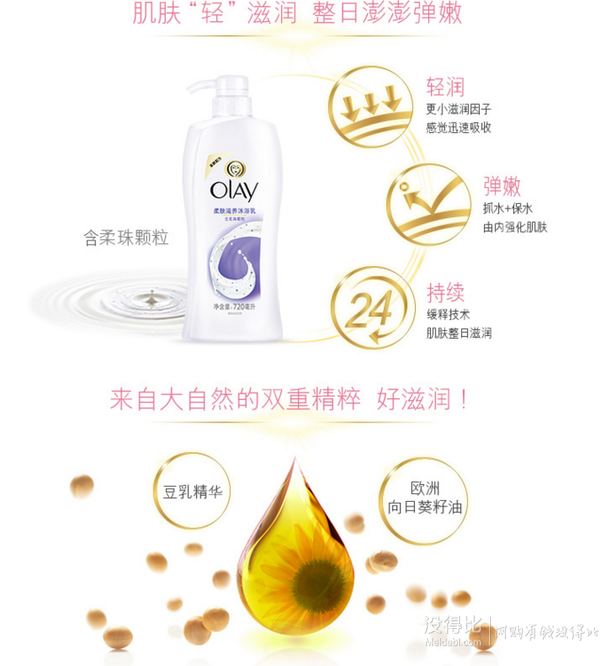 限地区！Olay  玉兰油柔肤滋润/滋养沐浴乳720ml  17.9元（限购2件）