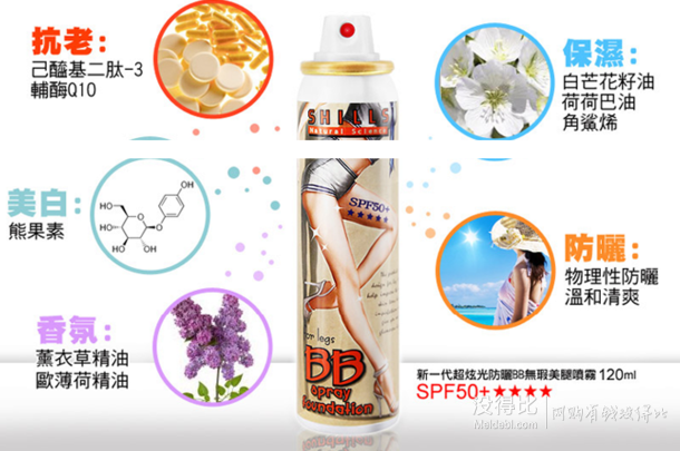 舒儿丝 美腿隐形丝袜喷雾120ml SPF50 95元(拍2免1)