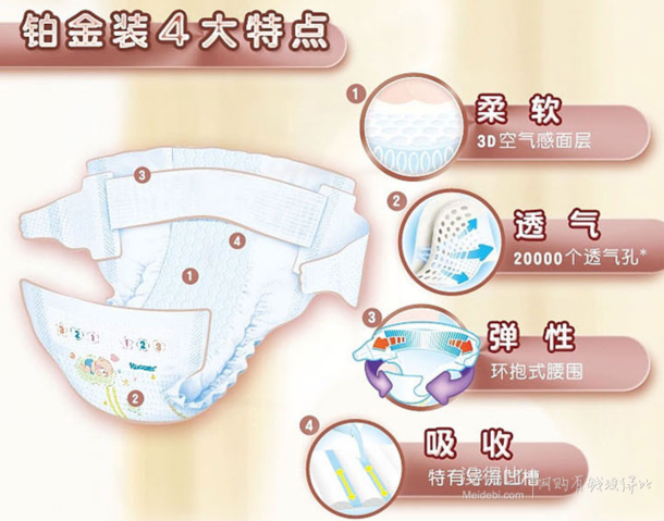 HUGGIES 好奇 铂金装 倍柔亲肤 新生儿纸尿裤  NB76片 55元