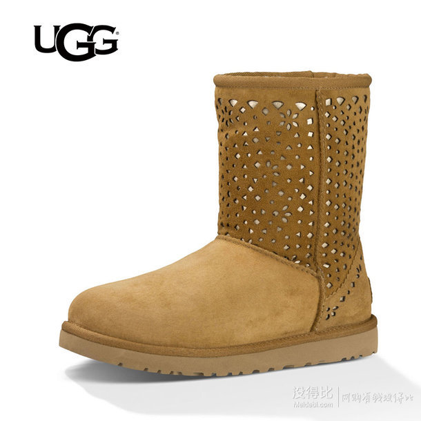 UGG Classic 女士纯色镂空平跟中筒雪地靴