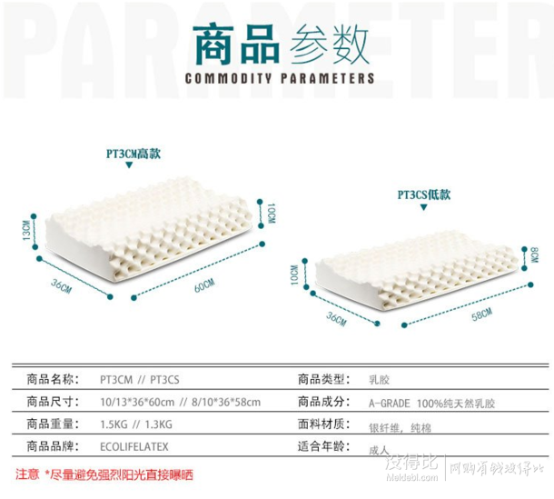 Ecolifelatex PT3CS 高低按摩护颈枕  309元包邮