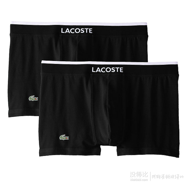 S码好价！Lacoste法国鳄鱼 男士平角内裤 2条装 顶级皮马棉材质