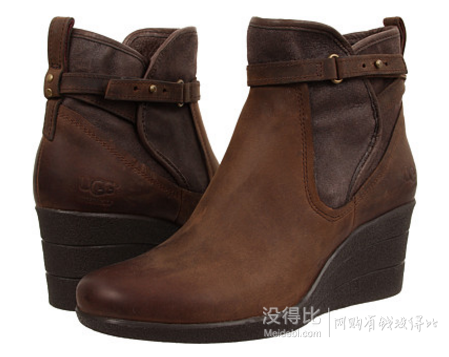 5码！UGG 女士真皮坡跟短靴