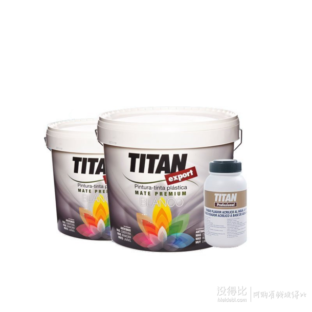 TITAN 堤丹 内墙乳胶漆套装（4L面漆*2桶+1L超浓缩底漆*1桶）    859元包邮(1718元，下单5折）