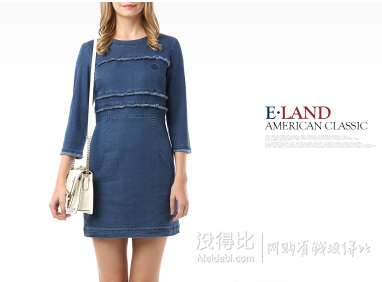 双11预告： E·LAND 衣恋 秋冬牛仔连衣裙EEOJ44901N    180元