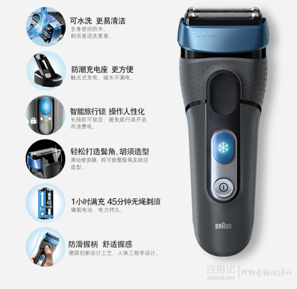 拼单好价！BRAUN 博朗 Cool Tec CT5CC 肌肤冷却 冰感电动剃须 带桶套装  折695.2元（8692件8折）