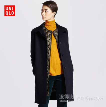 含90%羊毛！UNIQLO 优衣库 179809 女士羊毛羊绒混纺大衣    599元包邮（699-100）