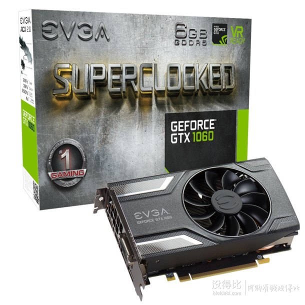 EVGA GeForce GTX 1060 SC 游戏显卡 ACX 2.0（单扇叶）