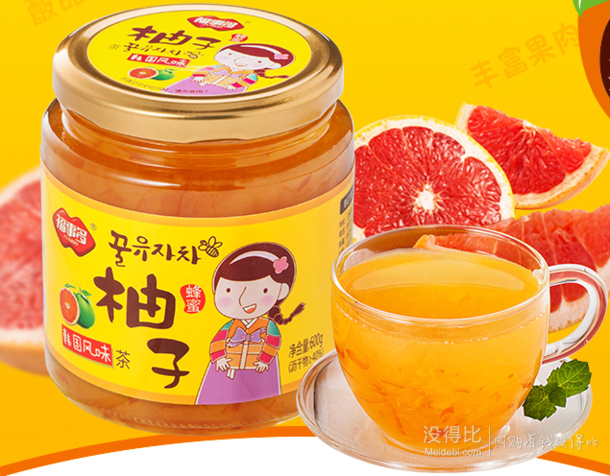 双重优惠：福事多 蜂蜜柚子茶600g  折7.26元（28.82件5折+用券）